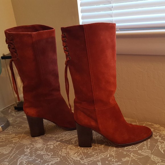 Coach Suede Knee-High Heeled Boots, Made in Italy - Picture 1 of 8